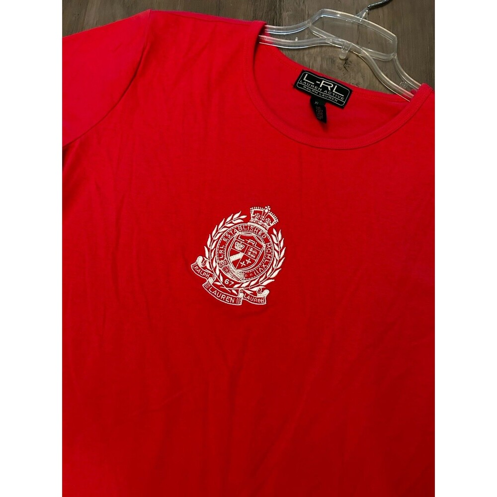 L-RL Ralph Lauren Active Short Sleeve T Shirt Red Size XL Cotton
